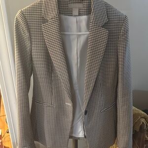 H&M Houndstooth Blazer- Navy, White, Gold, Burgundy - Like New